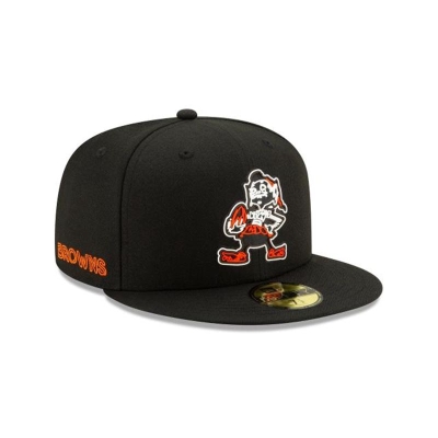 Black Cleveland Browns Hat - New Era NFL Official NFL Draft 59FIFTY Fitted Caps USA9036258
